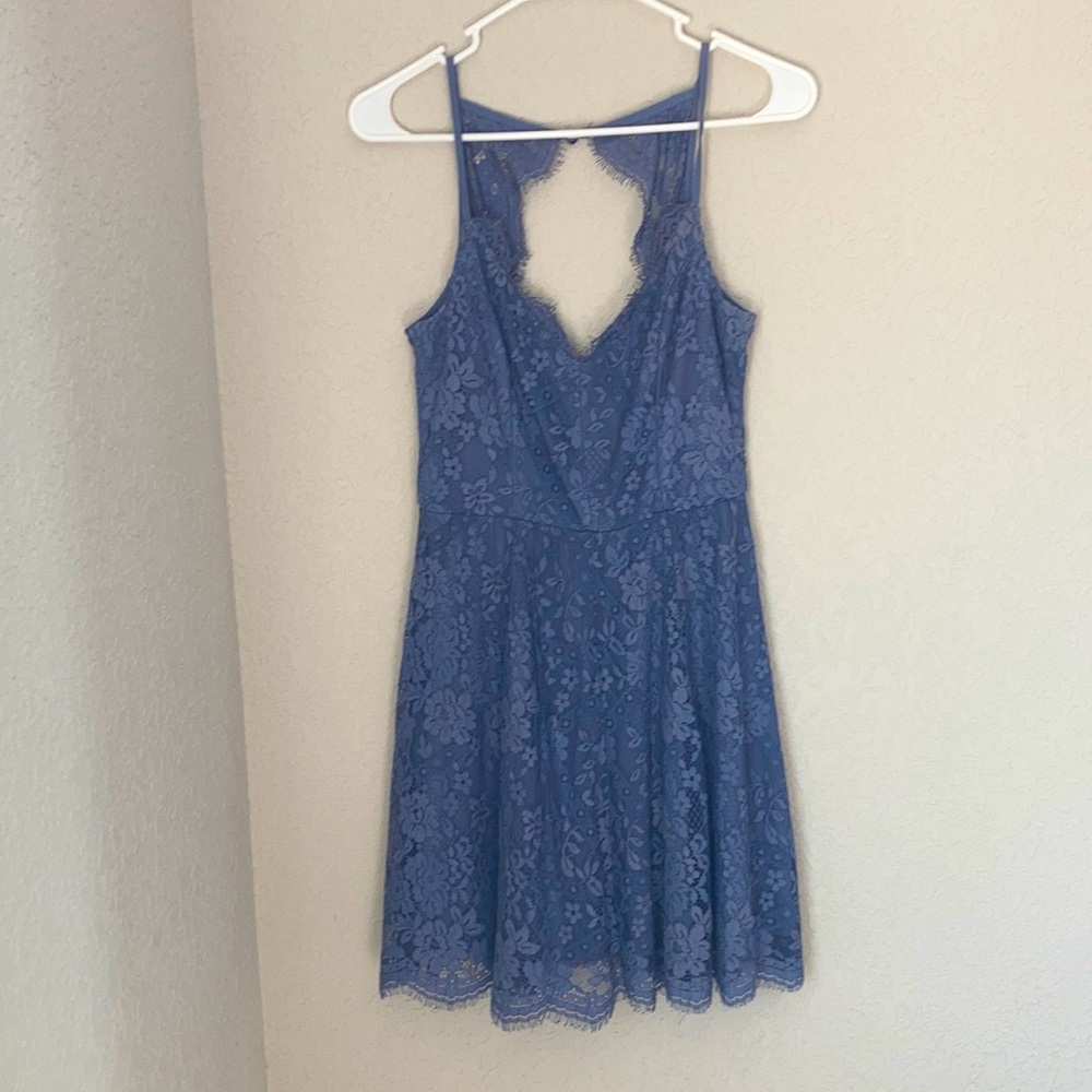 Periwinkle Mini Lace Cutout Dress